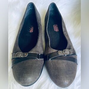 Munro “Josie” Walking Wedge Leather Brown Crosshatch Wmns Sz 11N Ballet Flats